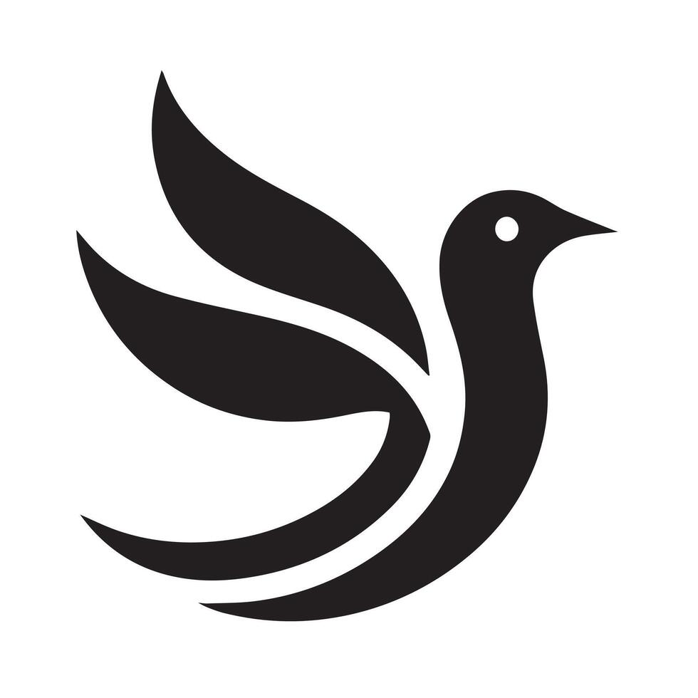Stylized Silhouette of a Bird in Flight Against a Circular Background vector