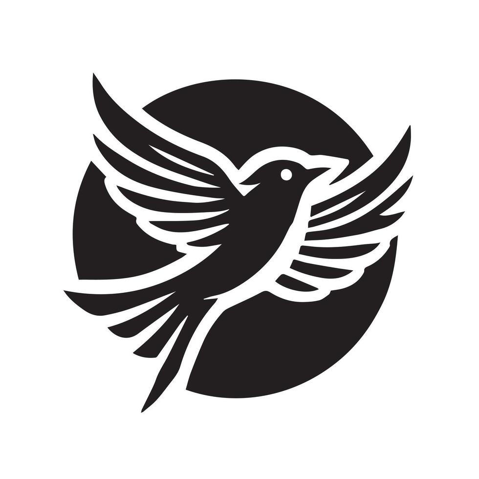 bird in flight against a backdrop of a circle representing the sun vector
