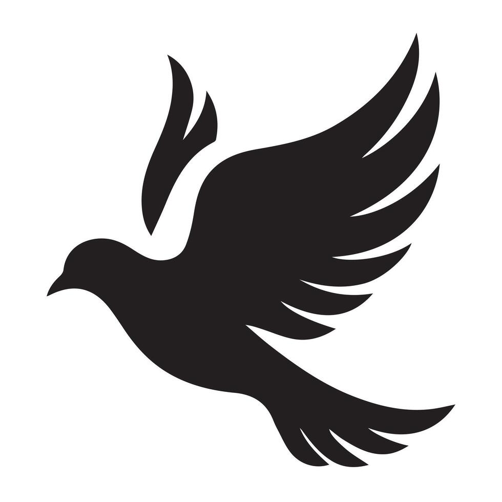 A bold, graphic logo featuring a stylized bird in flight, enclosed within a circular frame. vector