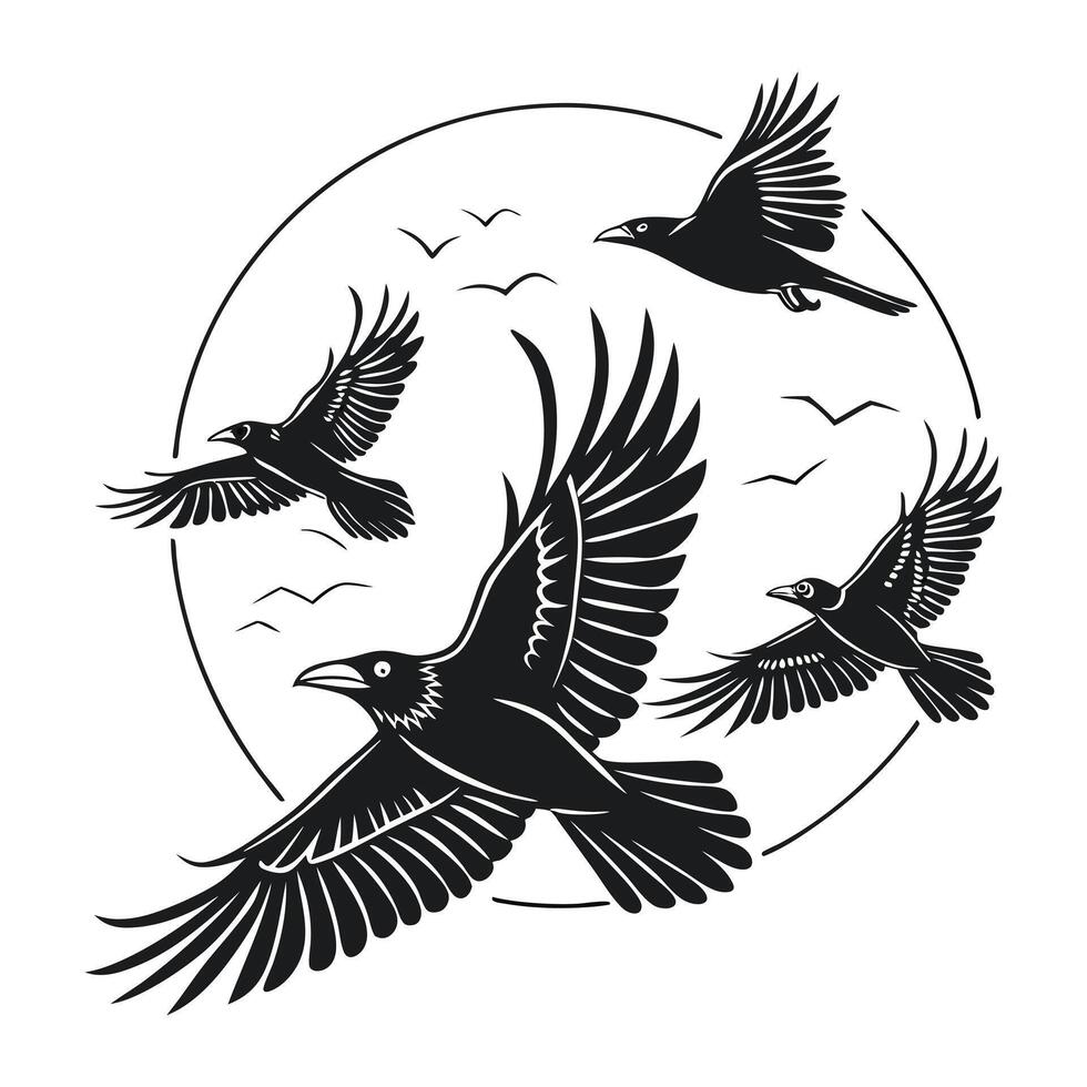 Powerful Raven in Flight, Perfect for Logos or Graphic Design vector