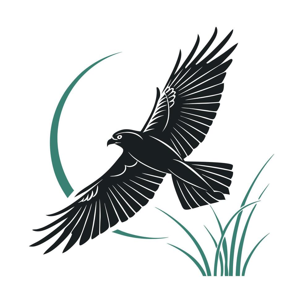 A stylized, black silhouette of a parrot in mid-flight against a pure white background. vector