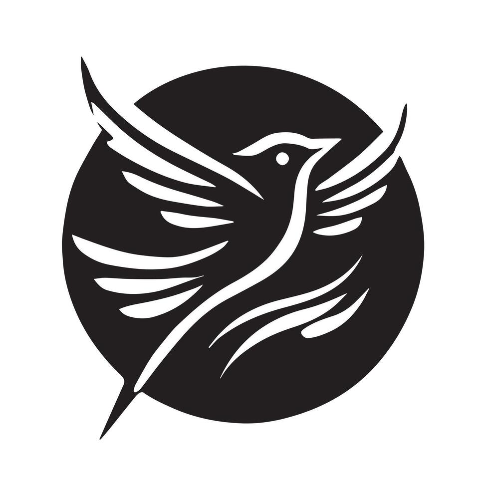 Elegant Black and White Flying Bird Graphic vector