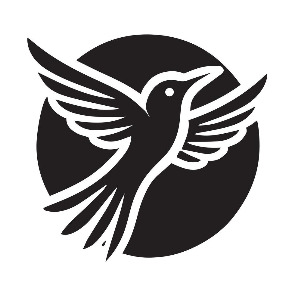 Stylized Black Bird in Flight, Ideal for Logo Design vector