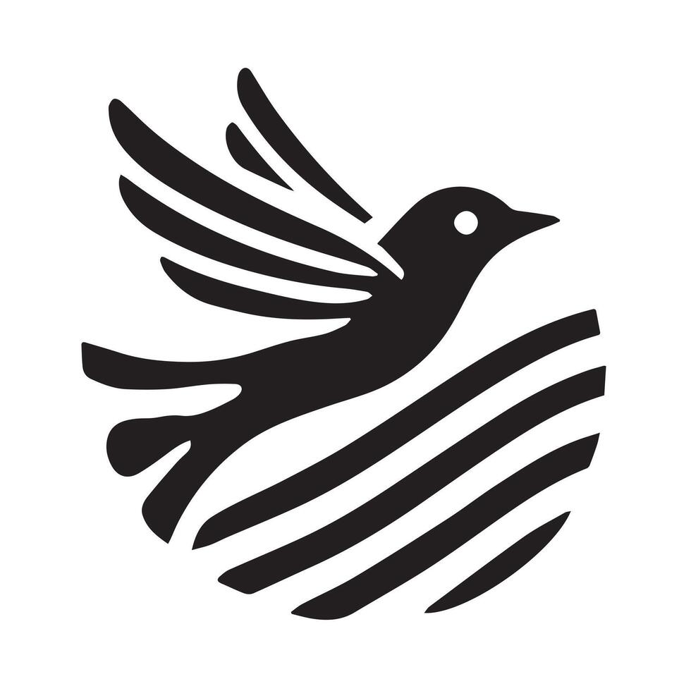 Stylized Black Bird in Flight, Ideal for Graphic Design vector