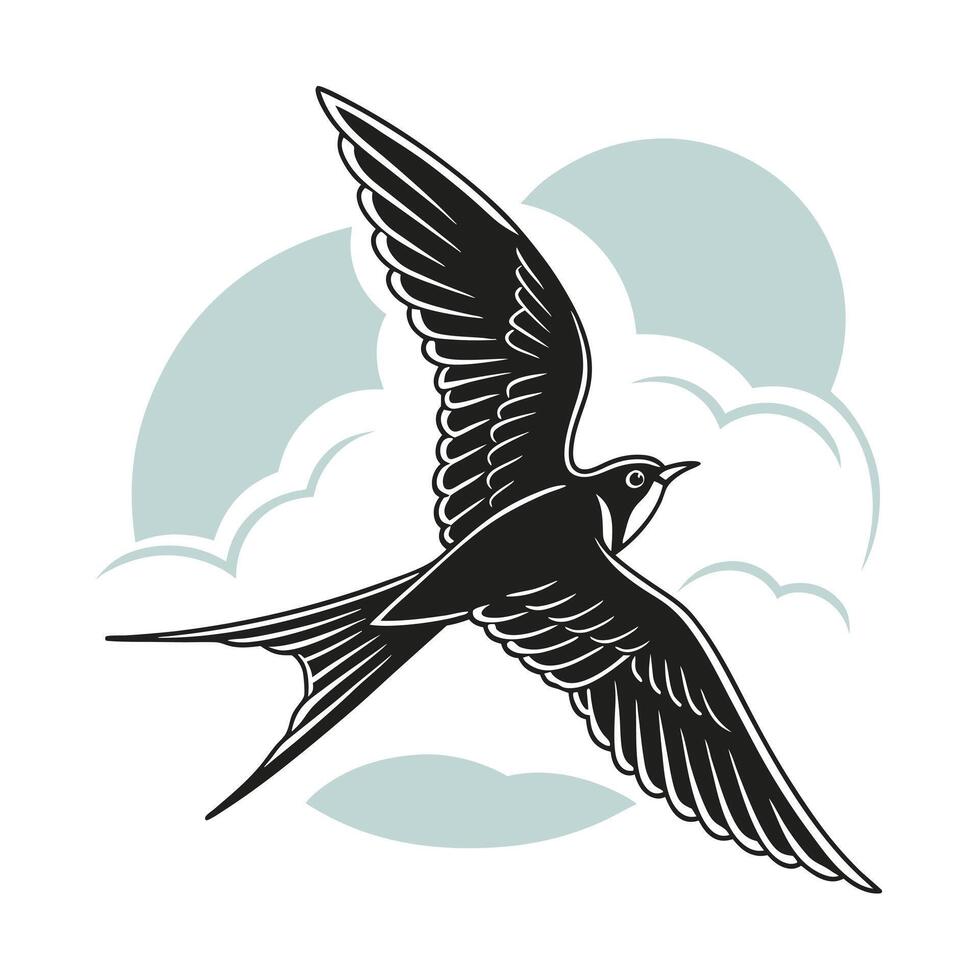 Powerful Falcon in Flight, Silhouette Design vector