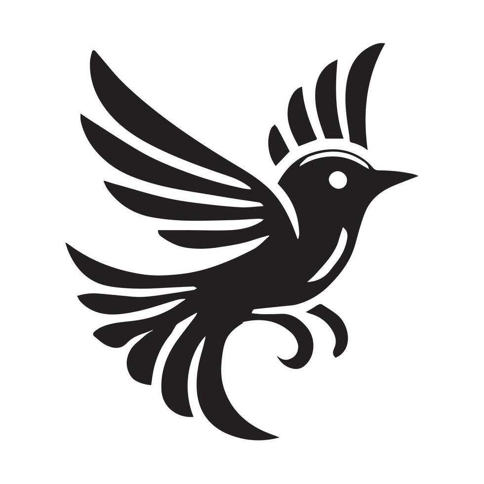 Stylized Black and White Dove of Peace Design vector