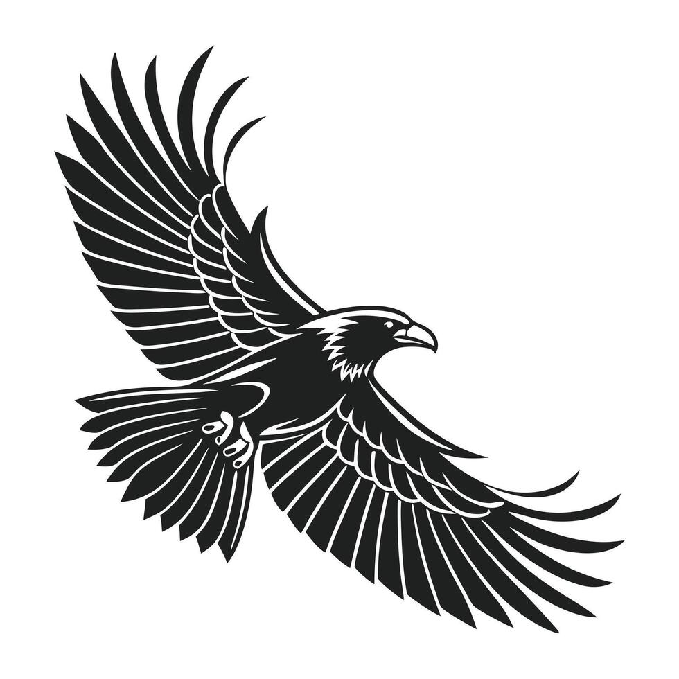 Powerful Silhouette Soaring Eagle vector