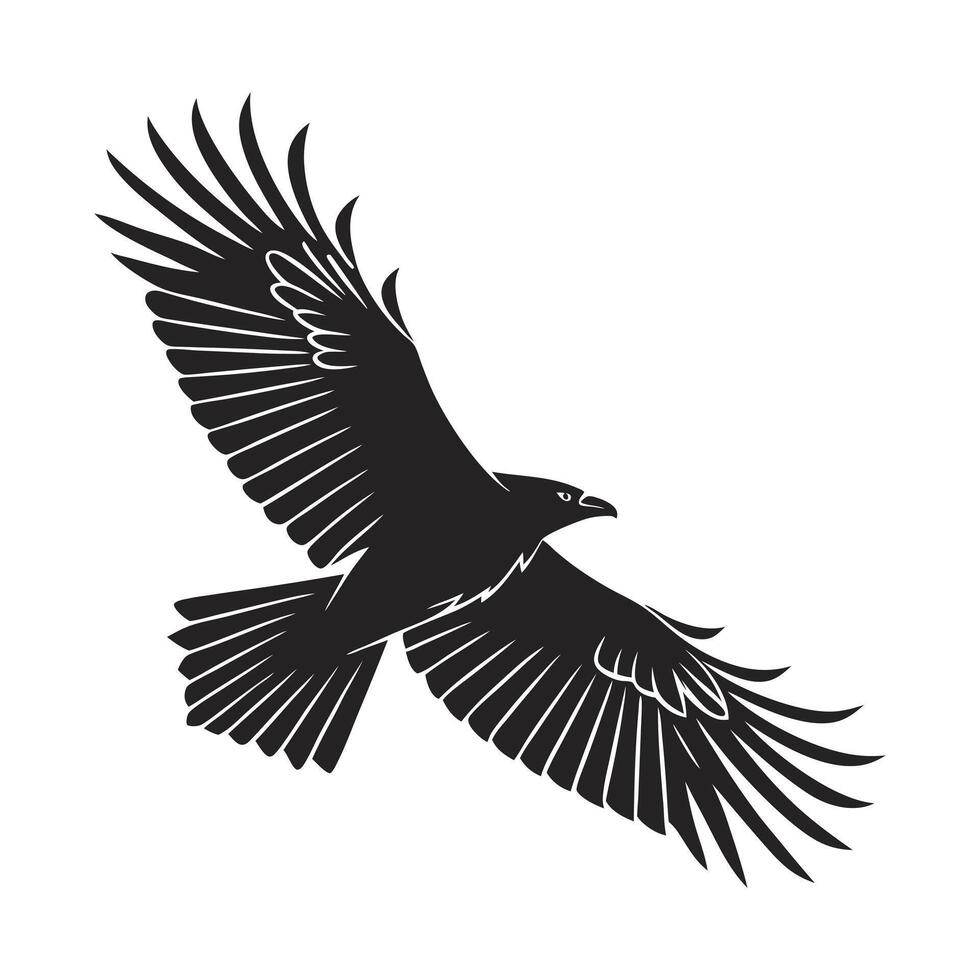 Powerful Falcon in Flight, a Striking Black and White Silhouette. vector