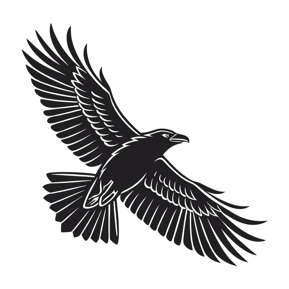 Striking Black and White Illustration of a Bird in Flight vector
