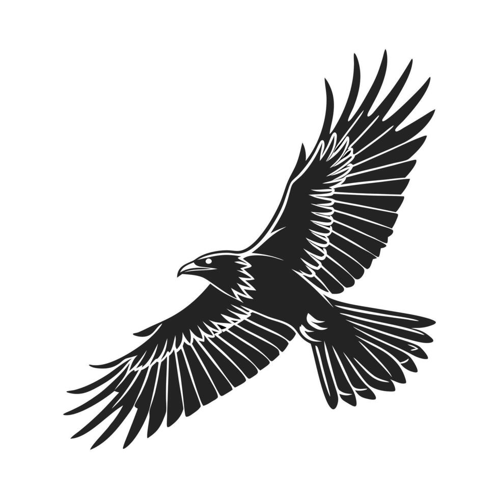 A bold, stylized vetor graphic of a falcon in mid-flight. vector