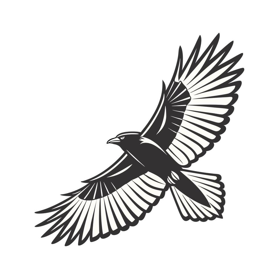 Powerful Silhouette of a Raven in Flight vector