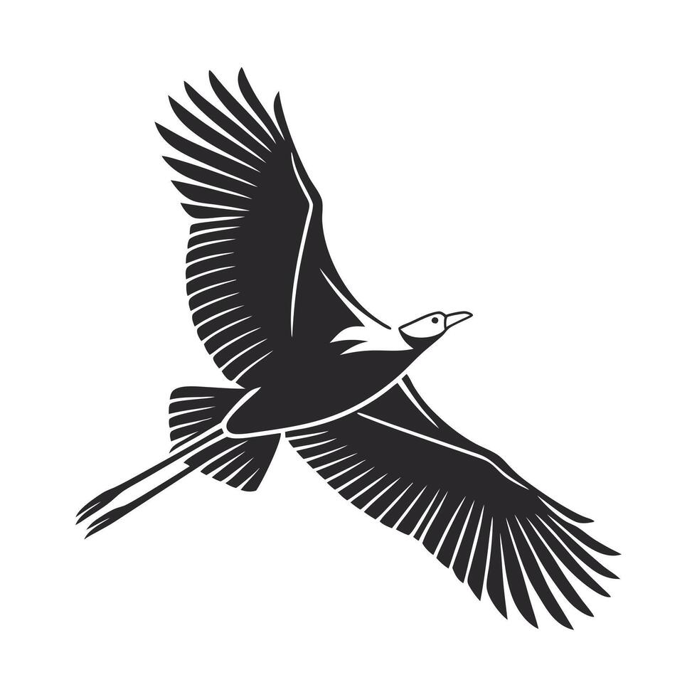 A bold, stylized silhouette of a bird of prey, likely an eagle or hawk, in mid-flight. vector