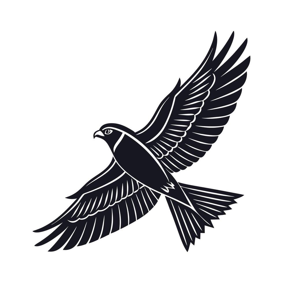 A striking, stylized silhouette of a raven perched on a textured branch. vector