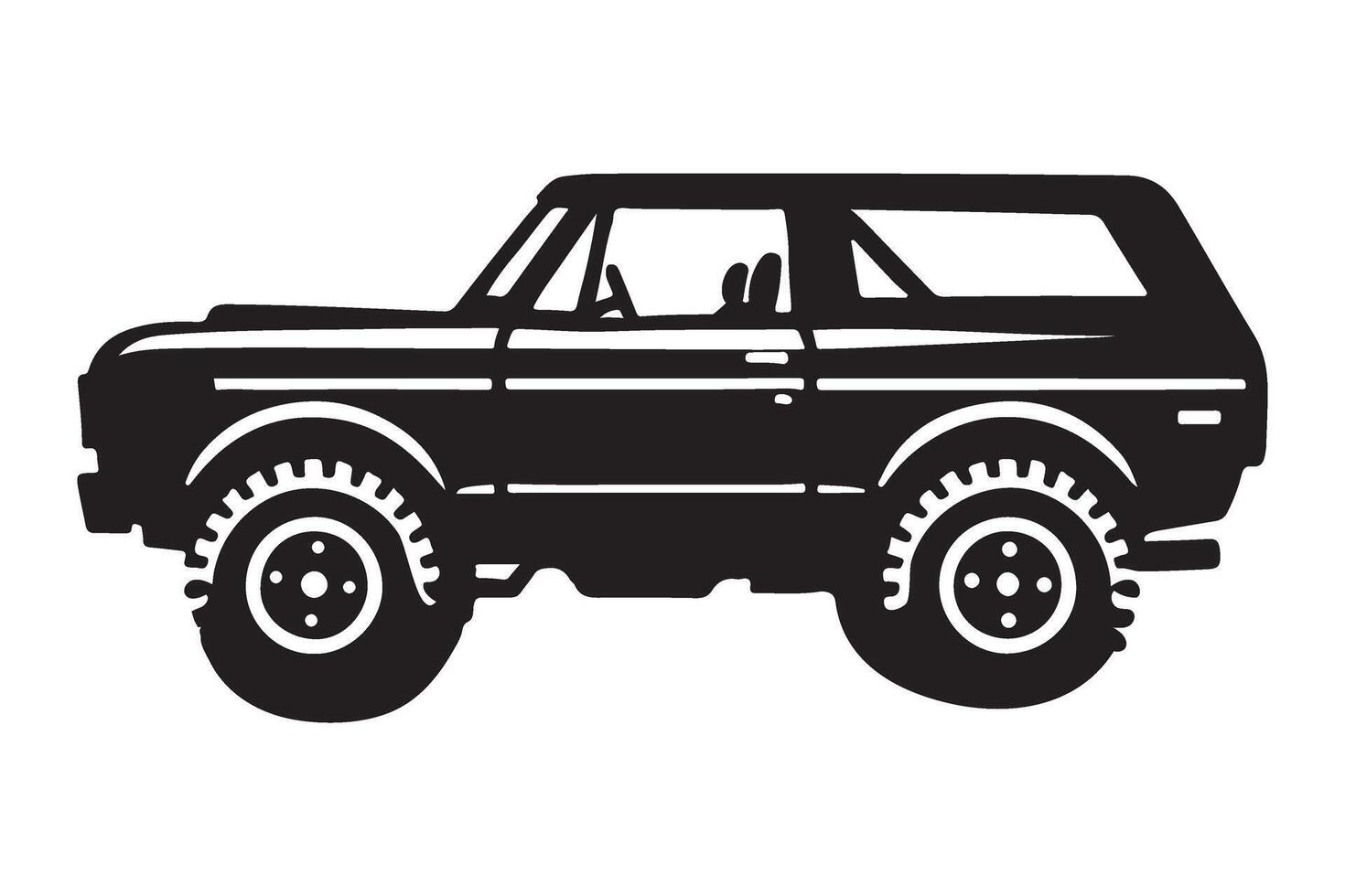 Black Silhouette of a Classic SUV car design vector