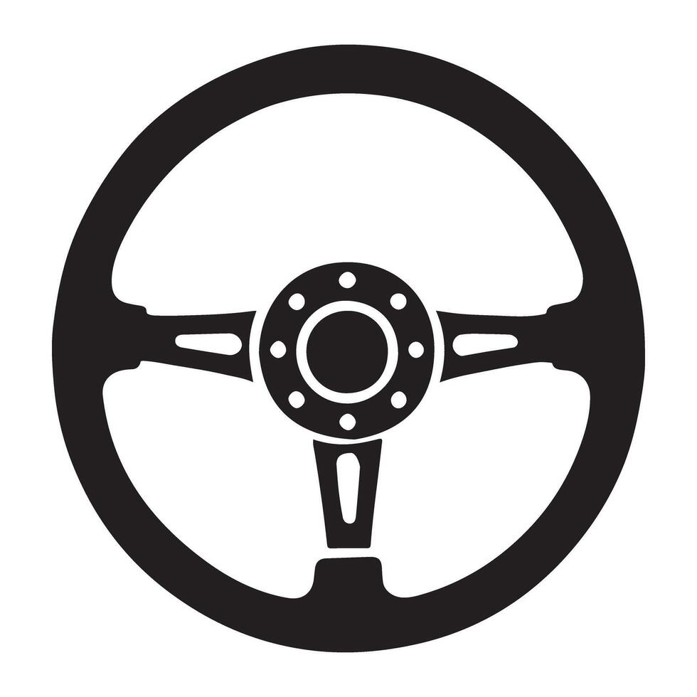 Sport Steering Wheel Silhouette Illustration Car vector