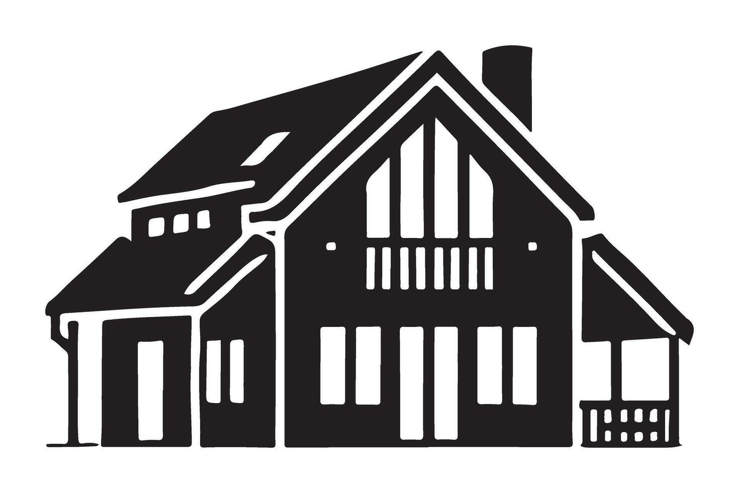 Silhouette of a Charming Country House with Details vector
