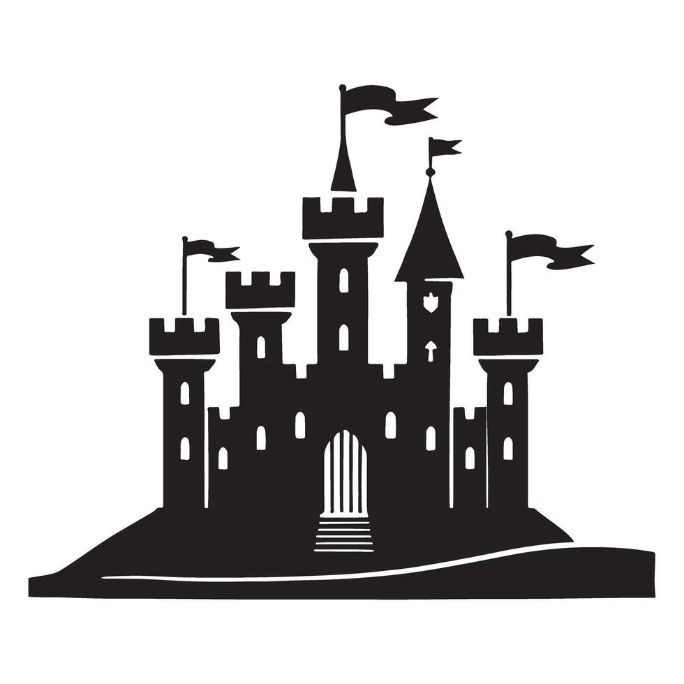 Majestic Castle Silhouette Illustration Graphic Design vector