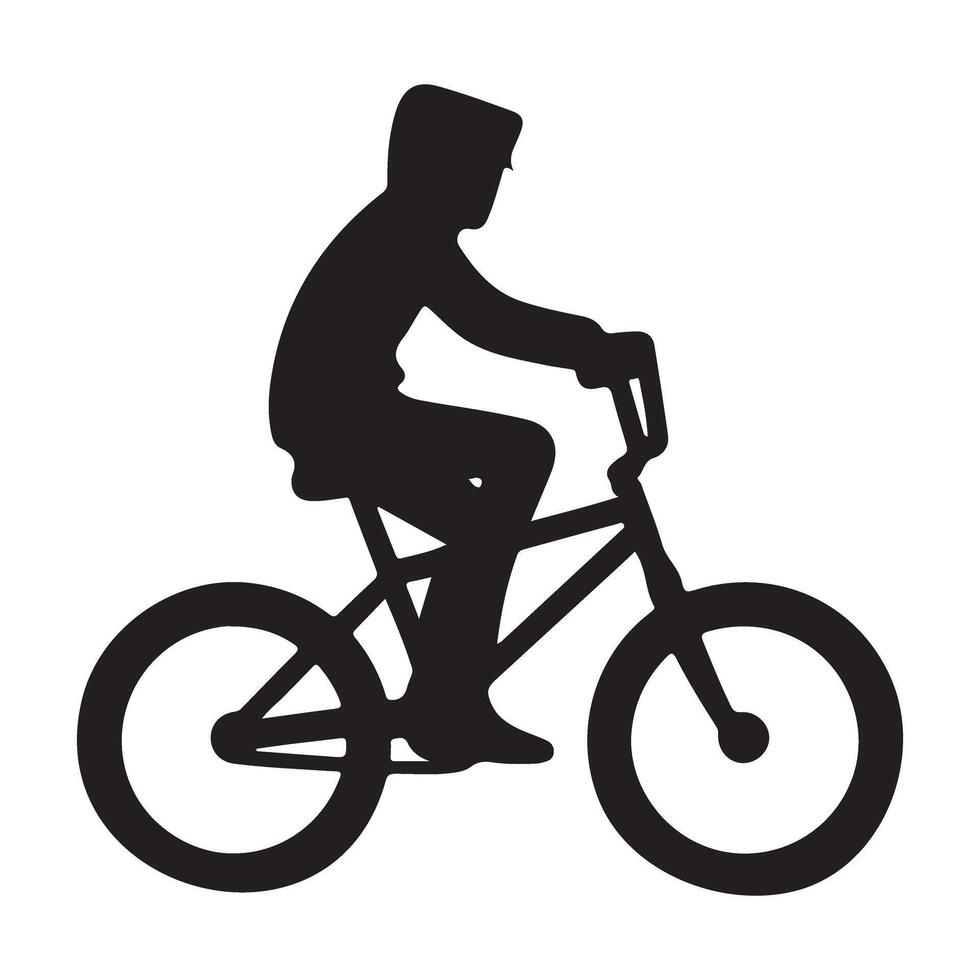 Silhouette of a Boy Riding a BMX Bicycle Illustration vector