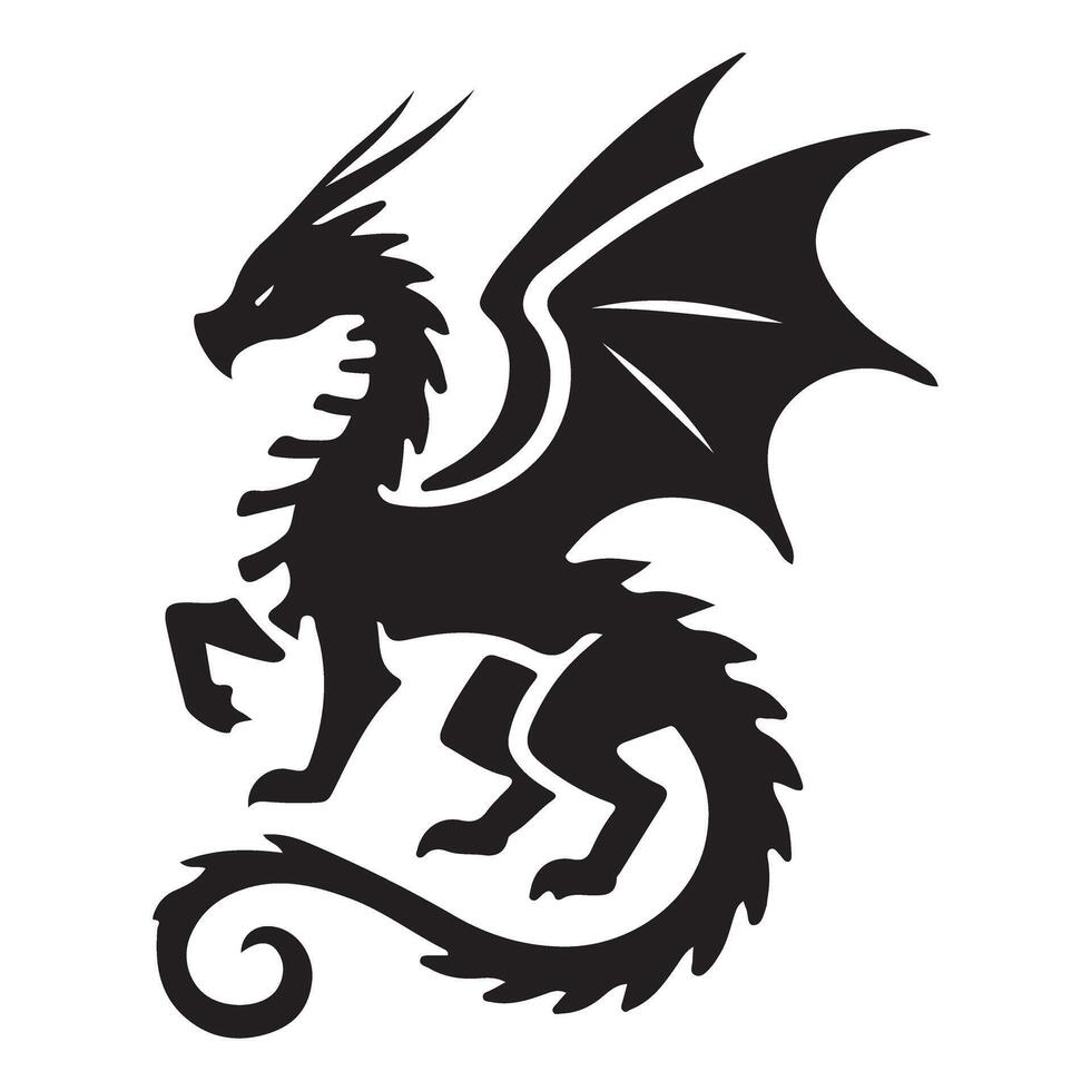 Majestic Black Dragon Silhouette Art vector