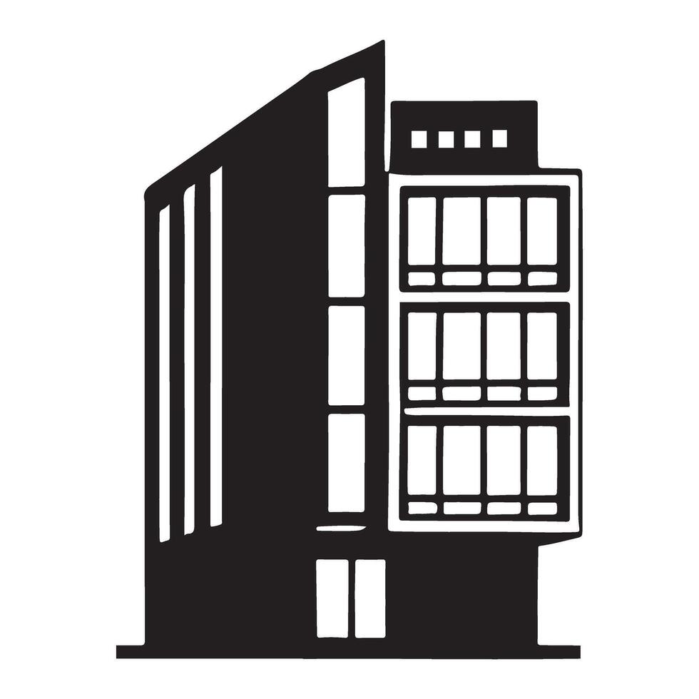 Modern Office Building Silhouette Art vector