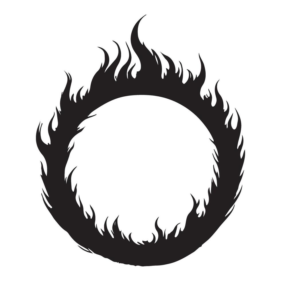 Fiery Ring Silhouette Illustration Design vector