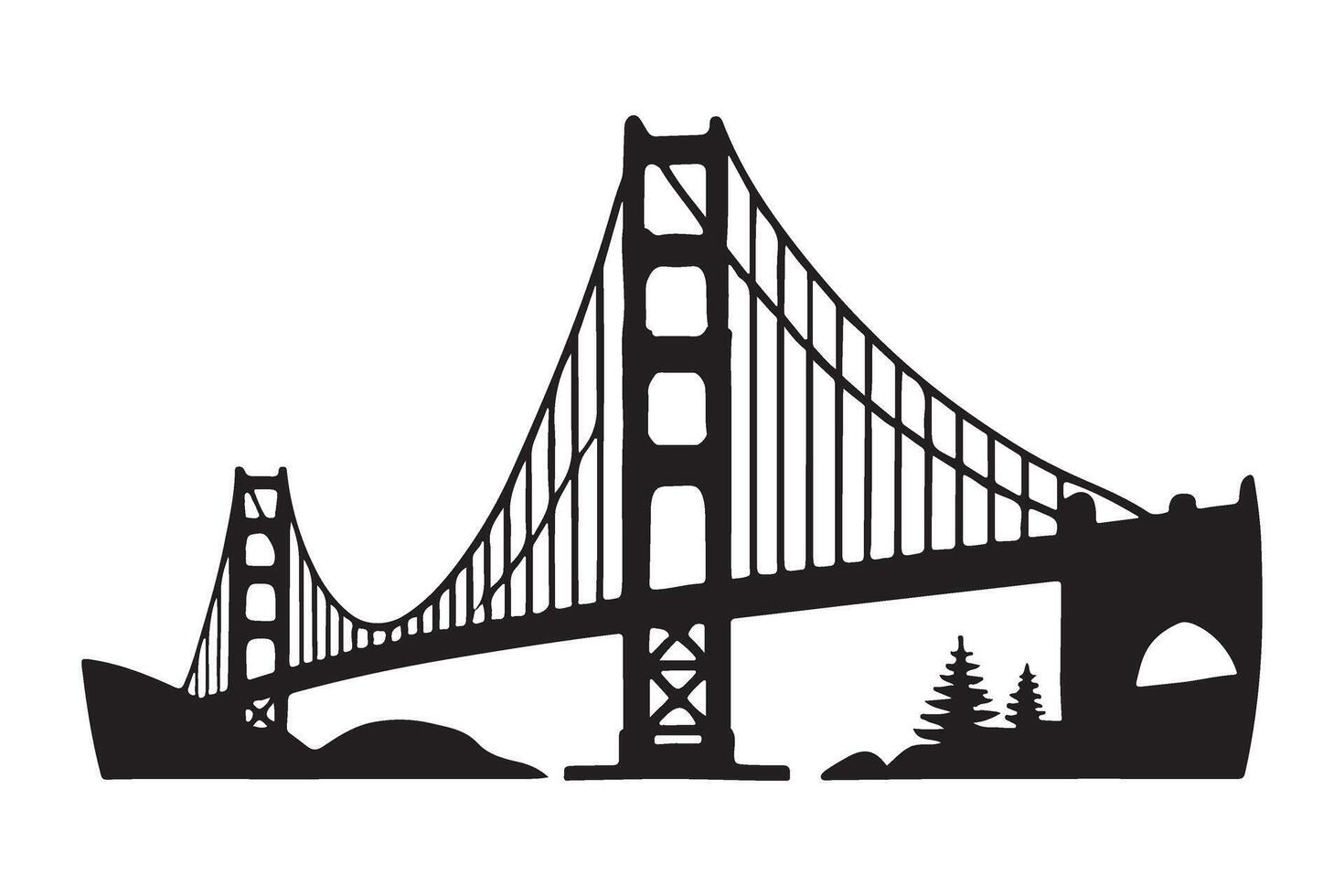 Iconic Silhouette Illustration of the Golden Gate Bridge vector