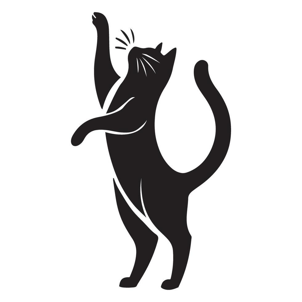 Playful Cat Silhouette Illustration Design vector