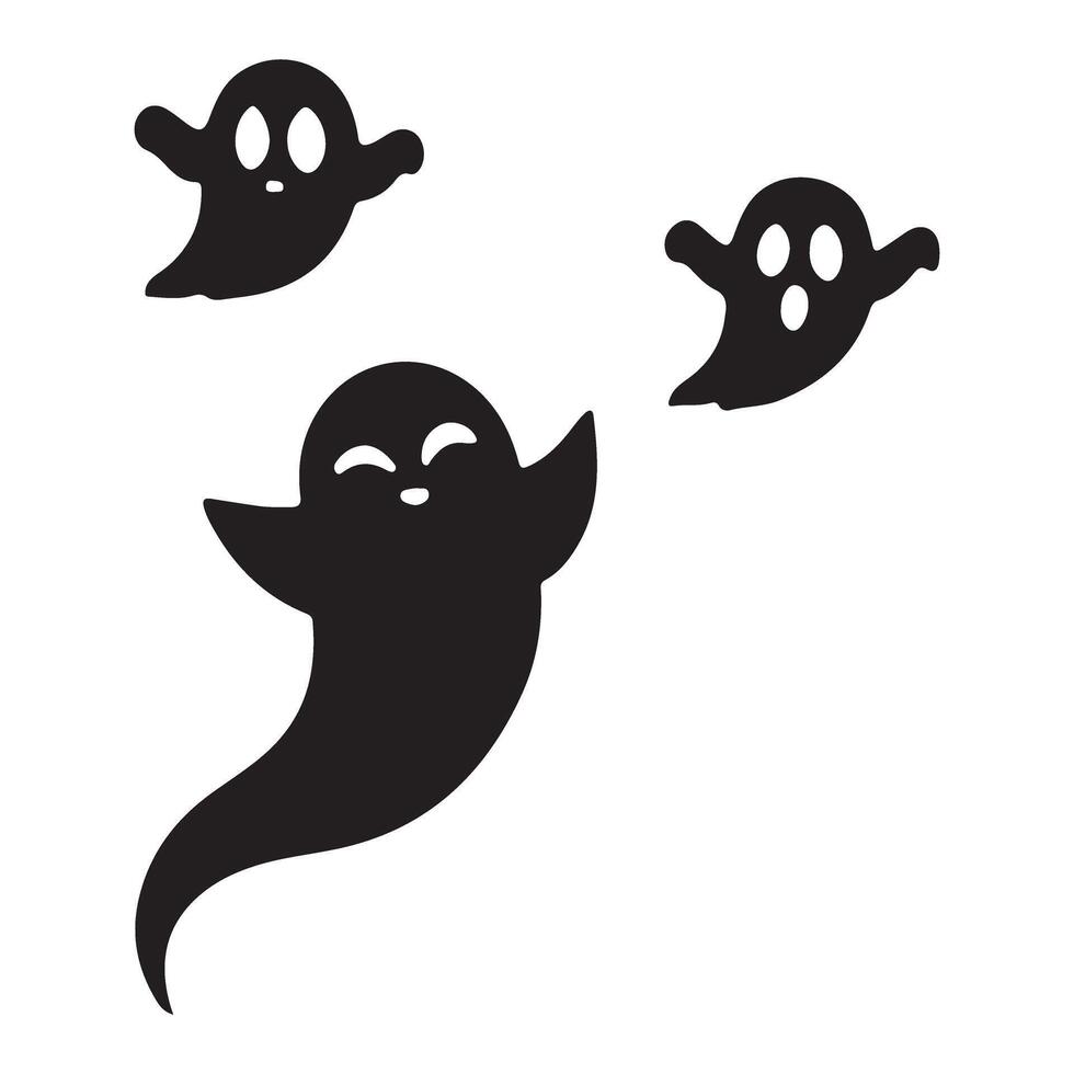 Cute Halloween Ghost Trio Silhouette Illustration vector