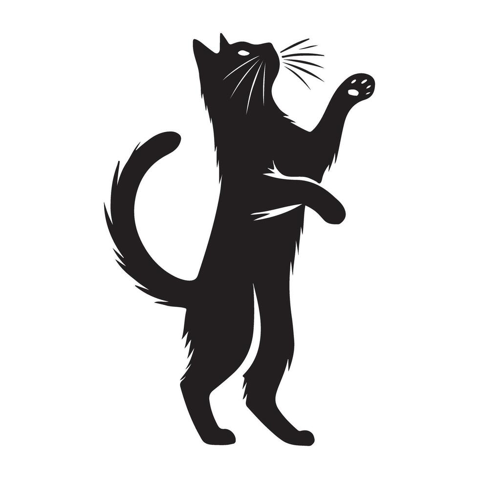 Silhouette Illustration of a Playful Cat vector