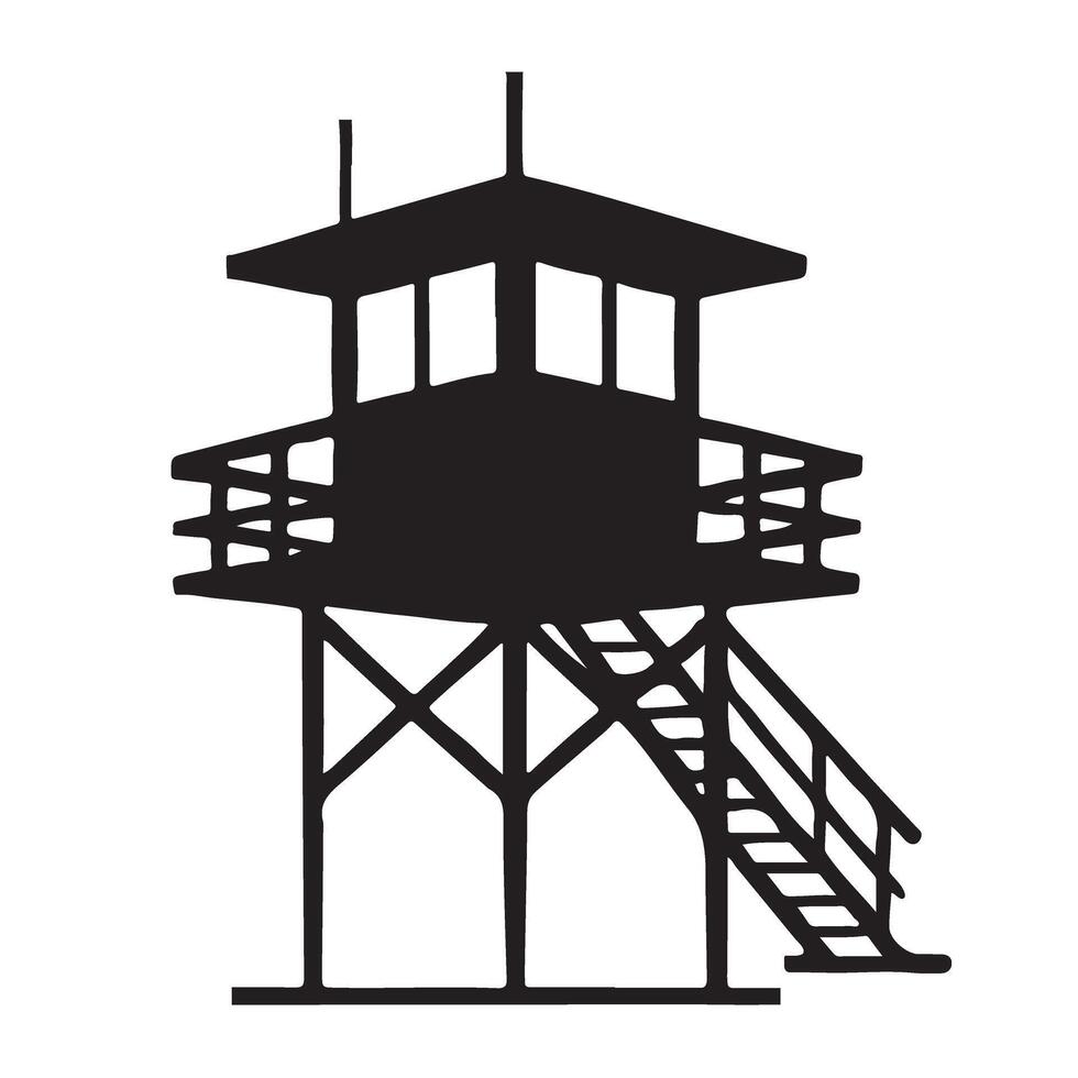 Silhouette Illustration of a Lifeguard Tower vector