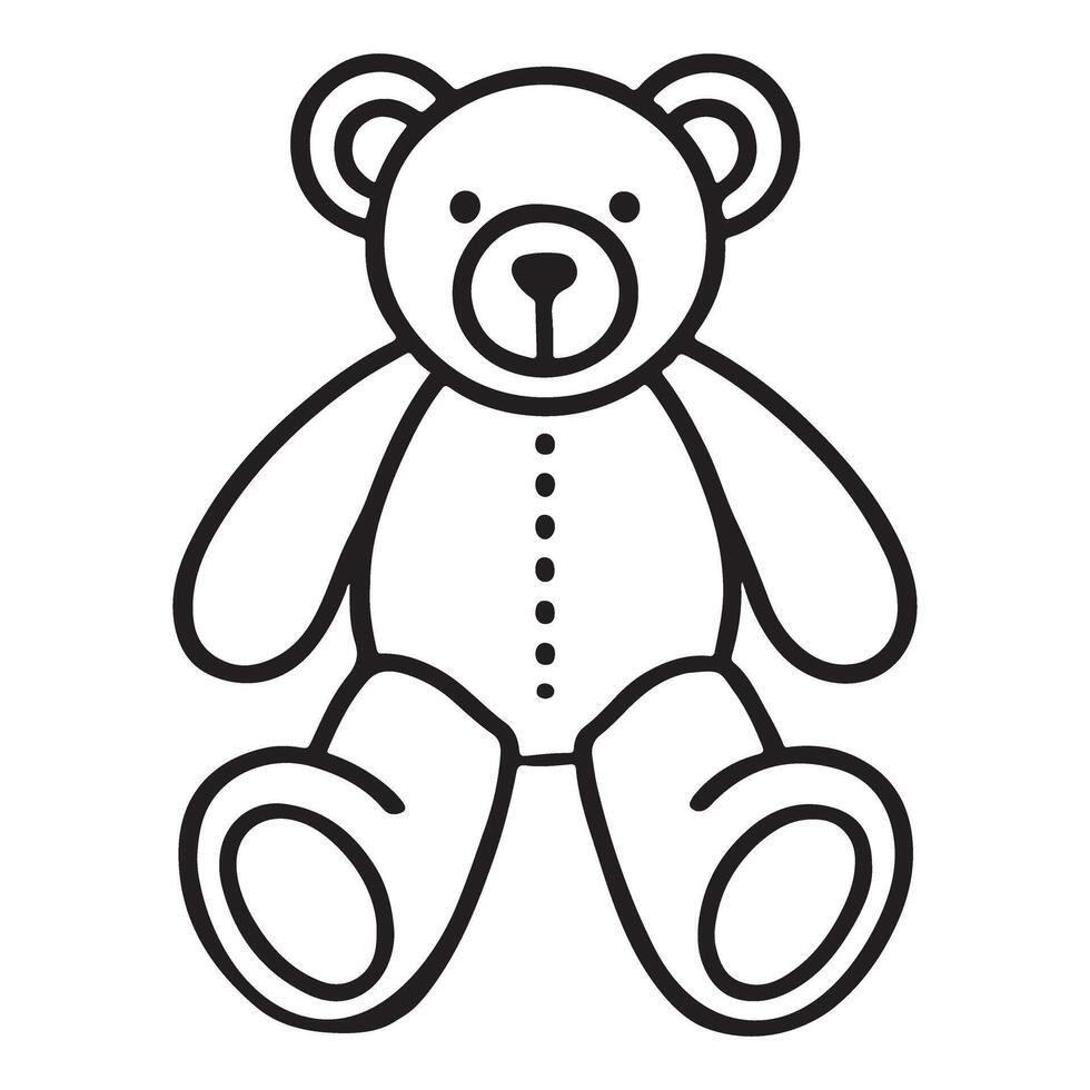 Adorable Teddy Bear Silhouette Line Art Graphic vector
