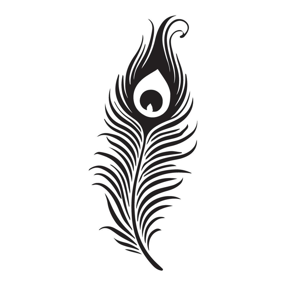 Elegant Peacock Feather Silhouette Art vector