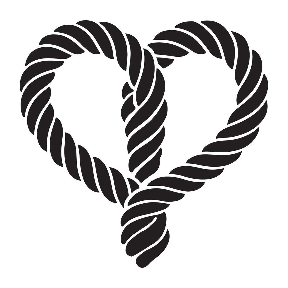 Silhouette Illustration of Heart Shaped Rope Knot vector