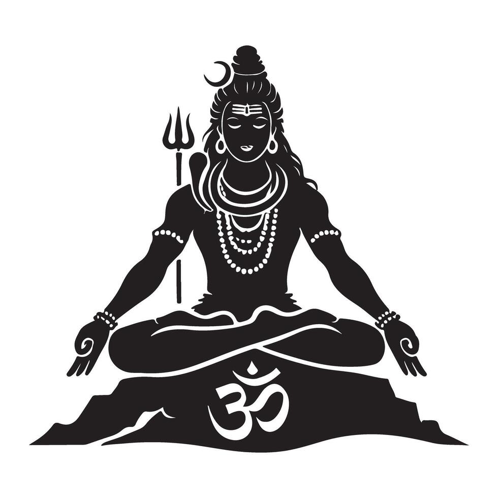 Lord Shiva in Meditation Silhouette vector