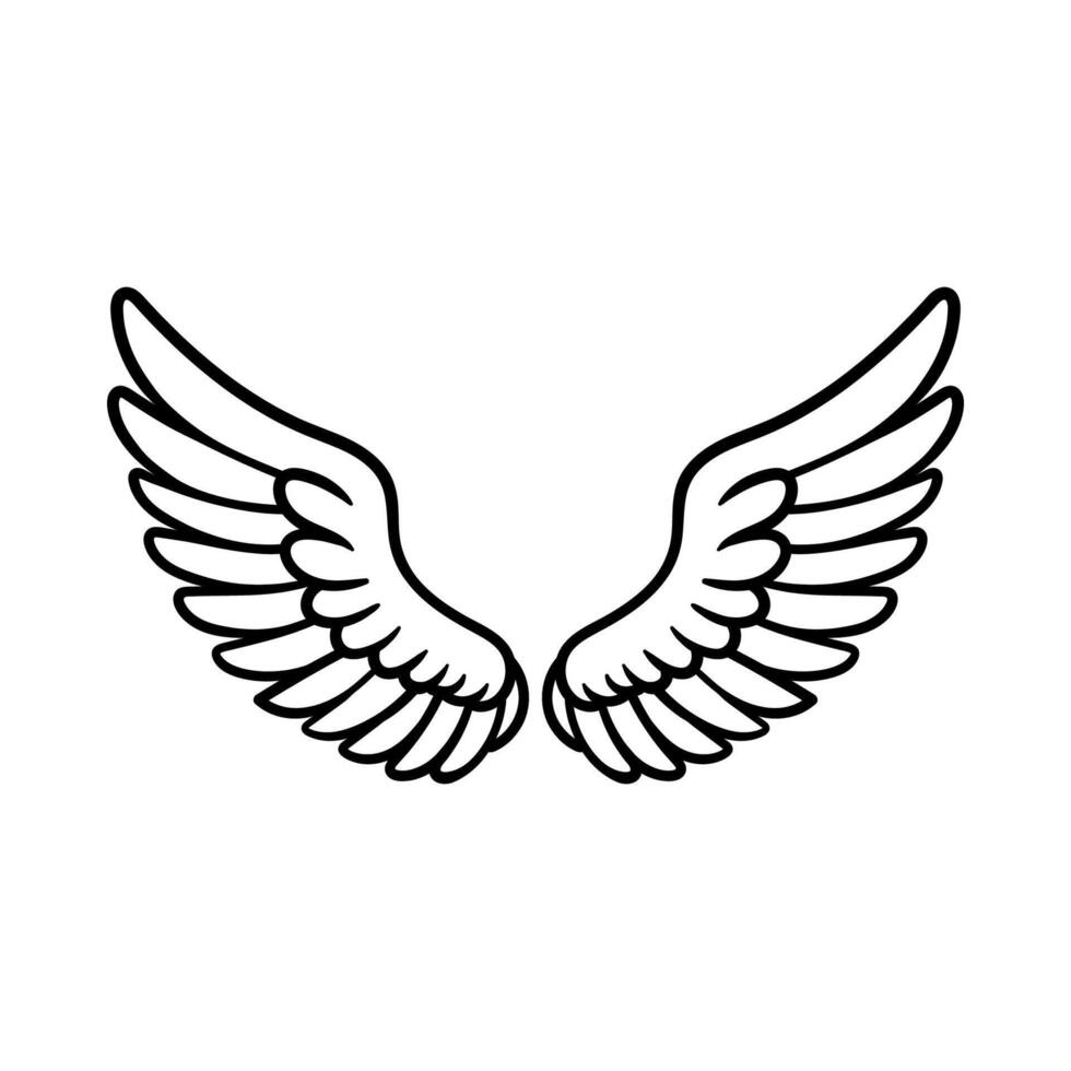 simple wings cartoon isolated drawing line style sketch classic vintage design illustration vector