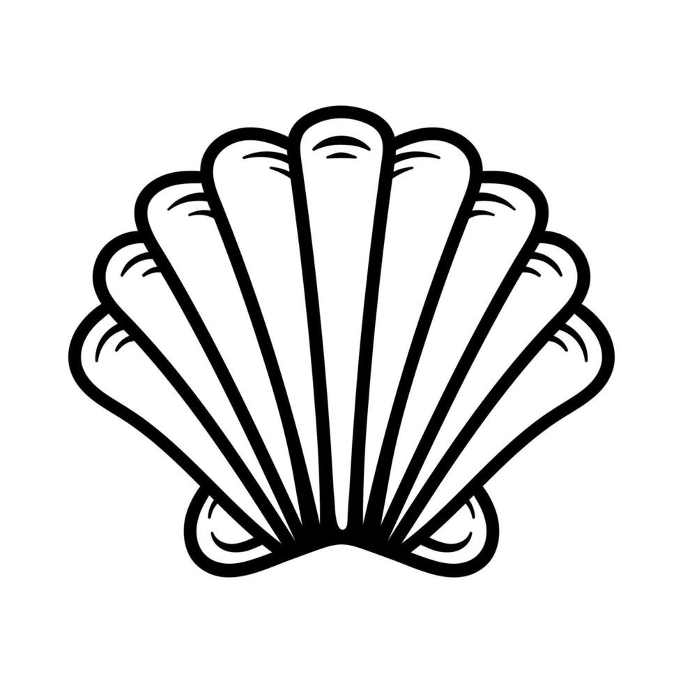 simple clam shell cartoon character isolated drawing line style sketch classic vintage design illustration vector