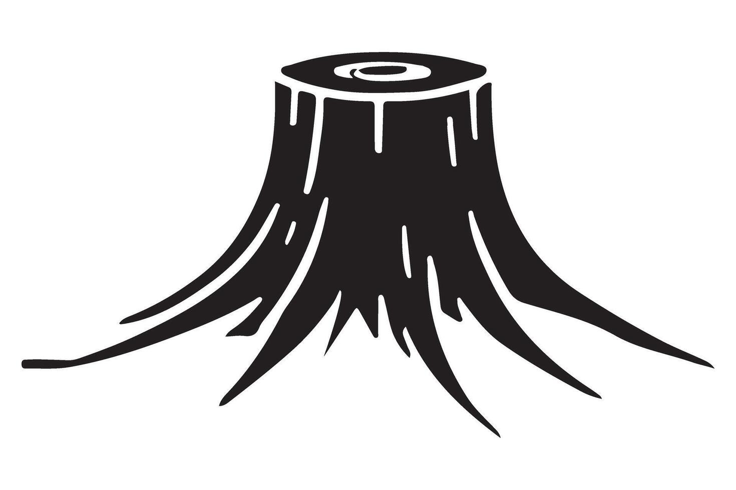 Tree Stump with Roots Silhouette Graphic vector