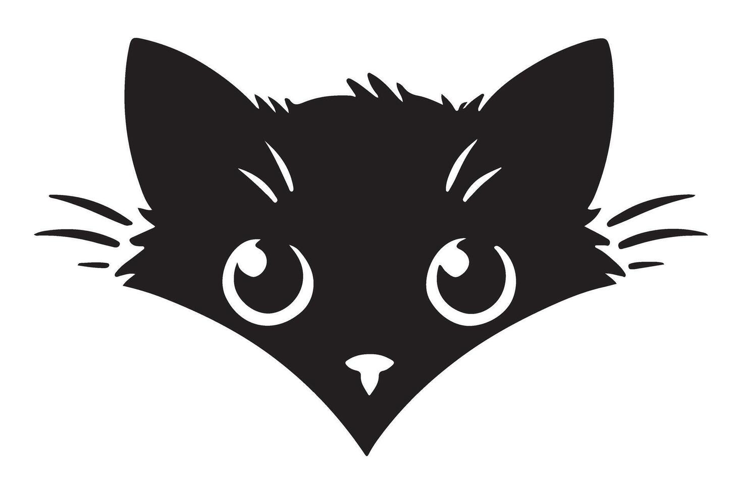 Black Cat Head Silhouette Illustration Design vector