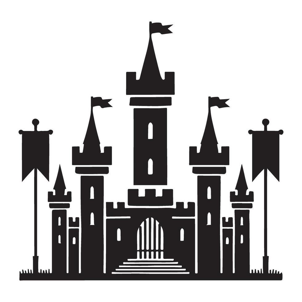 Fairytale Castle Silhouette Illustration vector