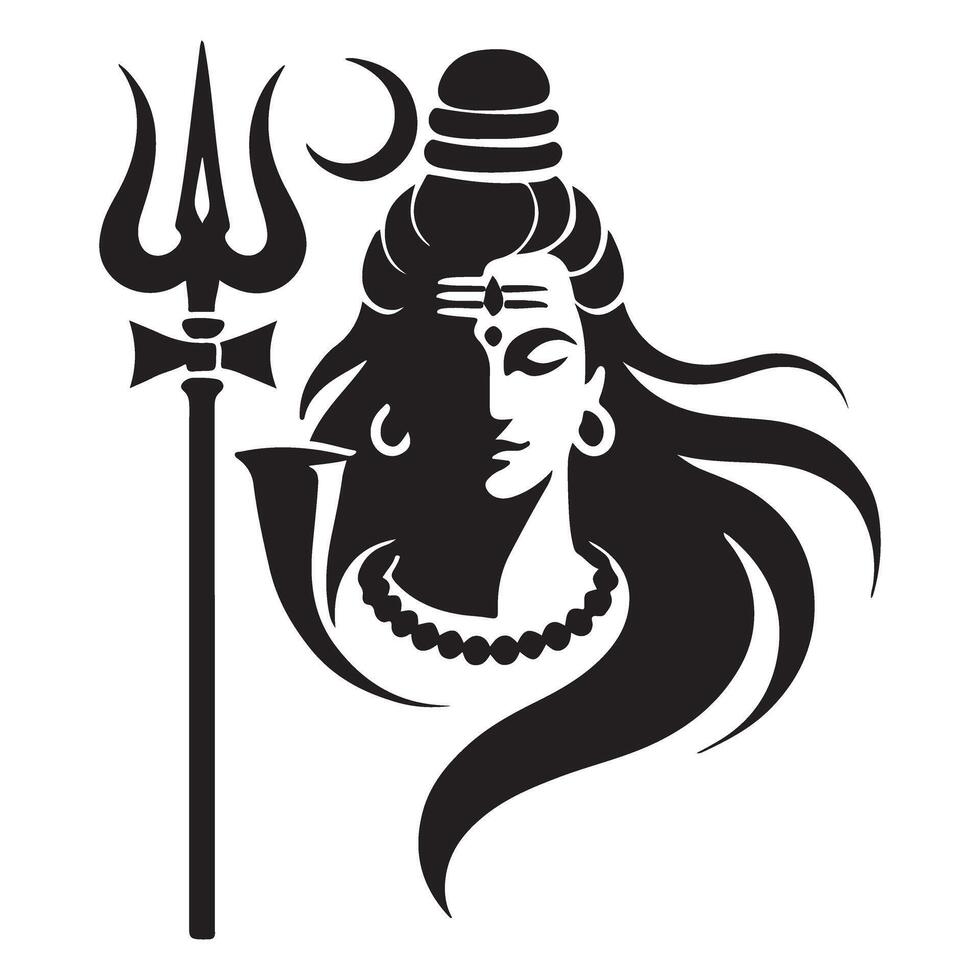 Lord Shiva Silhouette with Trishul Art vector