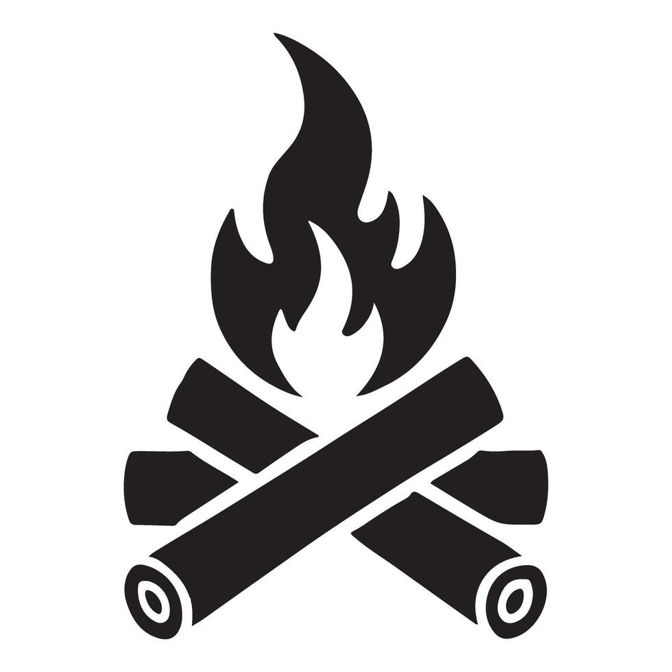Campfire Silhouette Illustration Design vector
