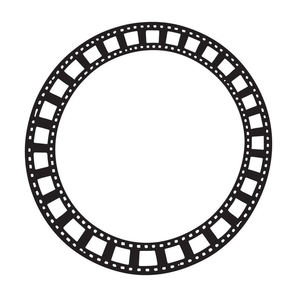Classic Film Reel Frame Circular Silhouette Illustration vector