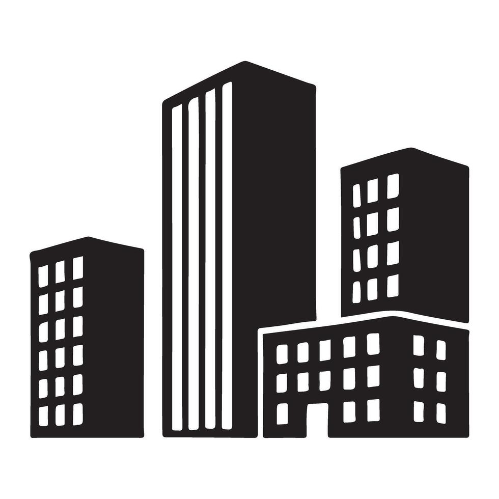 Modern Silhouette Illustration of City Buildings vector