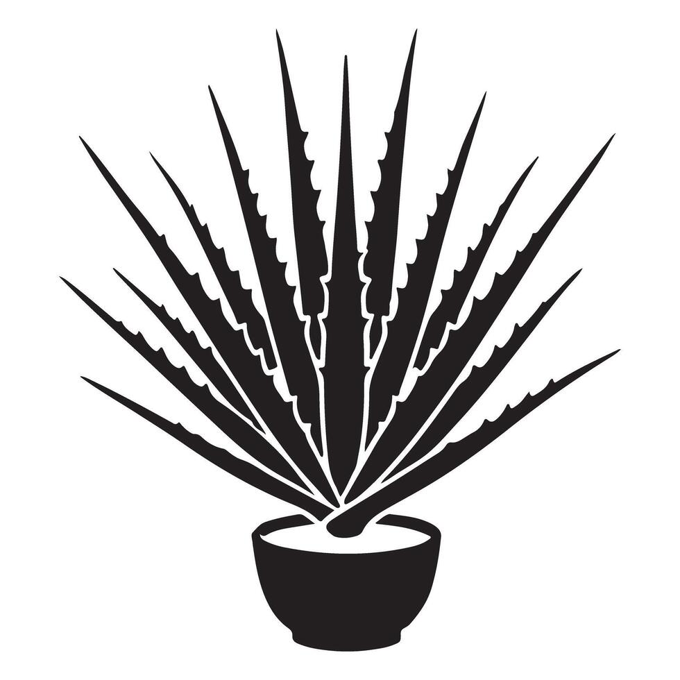 Agave Plant in Pot Silhouette Illustration vector