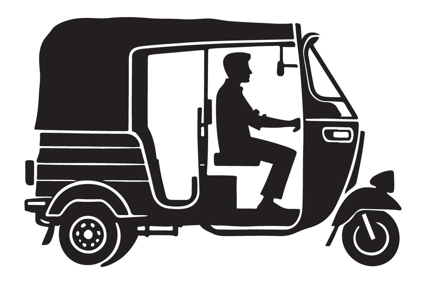 Auto Rickshaw Driver Silhouette Illustration vector