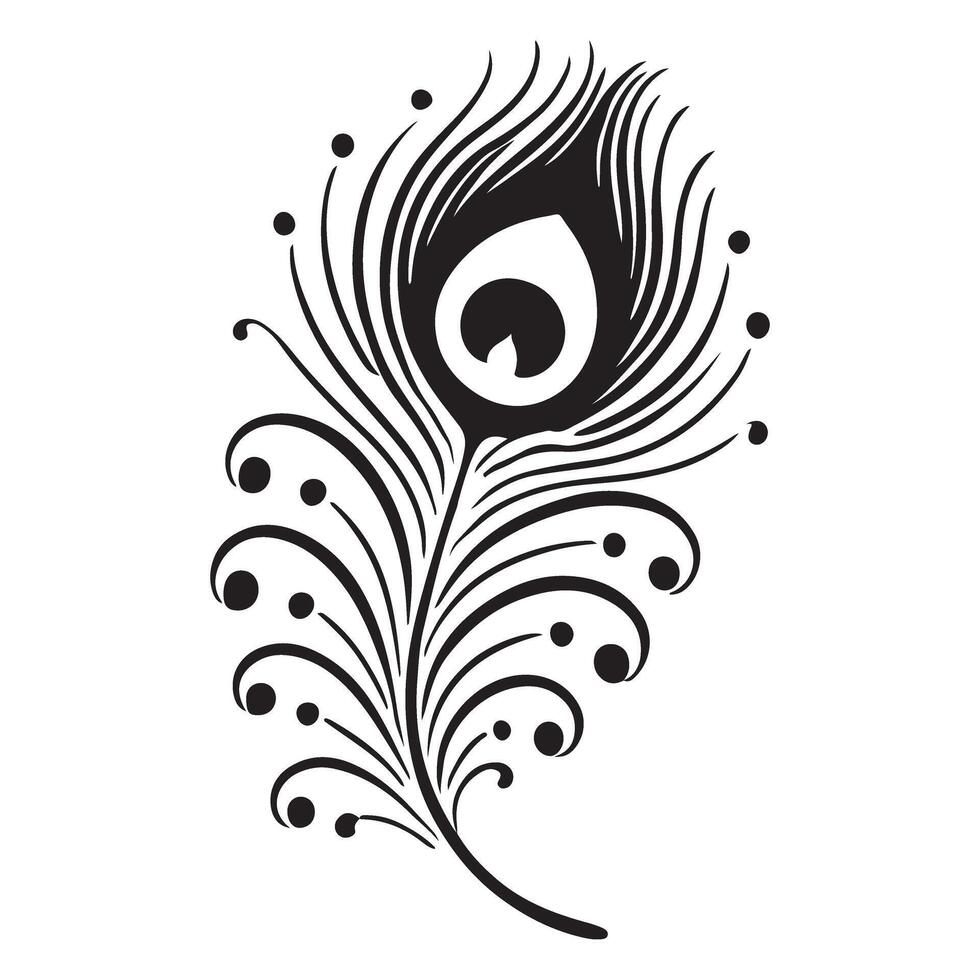 Peacock Feather Silhouette Illustration vector