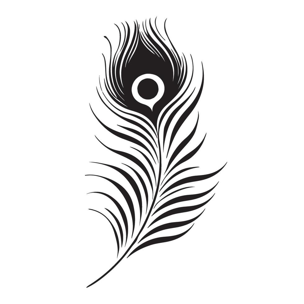 Elegant Peacock Feather Silhouette Illustration for Decorative Designs vector