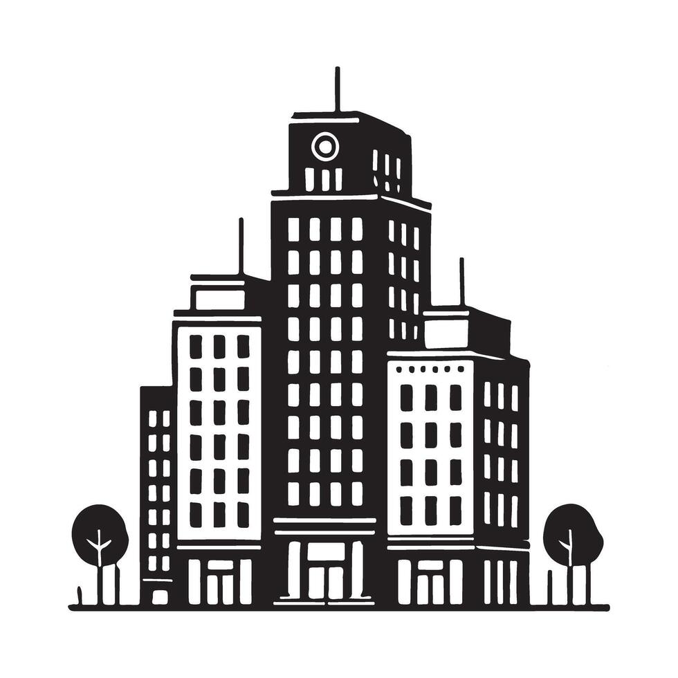 A Majestic Silhouette of a Modern City Building vector
