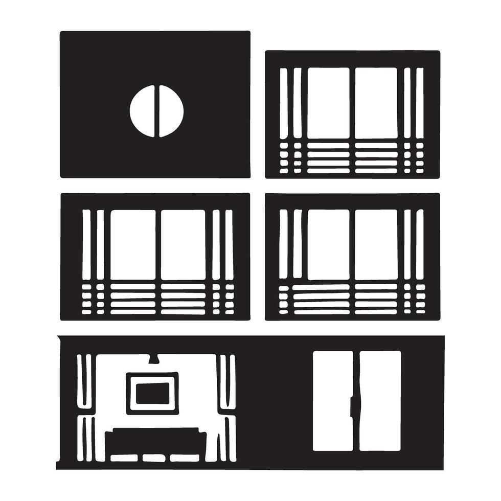Detailed Illustration of Traditional Korean Window Designs vector