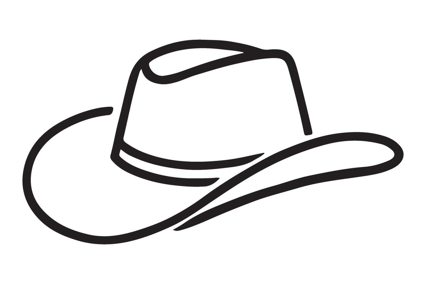 Simple Cowboy Hat Silhouette Line Art vector